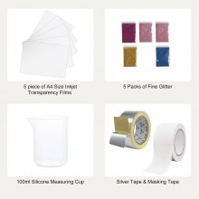 VEVOR Screen Printing Kit, 3 Pieces Aluminum Silk Screen Printing Frames 6x10/8x12/10x14inch 110 Count Mesh, 5 Glitters and Screen Printing Squeegees and Transparency Films for T-shirts DIY Printing