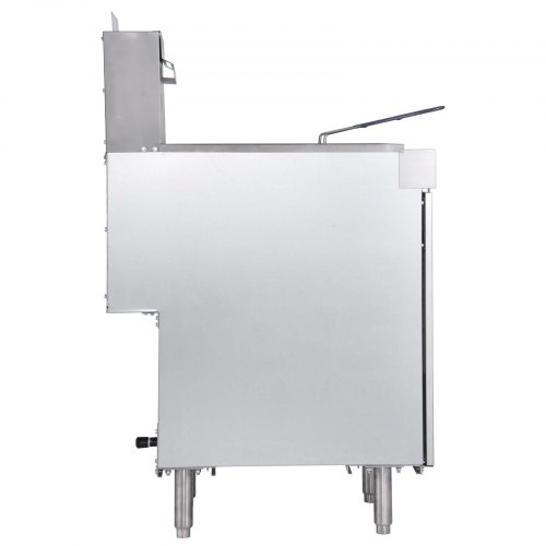 VEVOR Commercial Deep Fryer, 3-Burner Fryer for Restaurants, Stainless Steel Floor Standing Deep Fryers with Dual Baskets and Adjustable Temperature, Natural Gas Powered, 40 lbs Capacity, 90,000 BTU