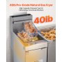 Commercial Deep Fryer Free Standing Natural Gas Fryer 3-Burner Dual Baskets
