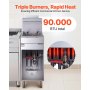 Commercial Deep Fryer Free Standing Natural Gas Fryer 3-Burner Dual Baskets
