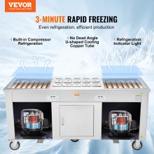 Stroj na výrobu smažené zmrzliny VEVOR na výrobu rolovaných zmrzlin 17,7 x 17,7 palce 2 pánve
