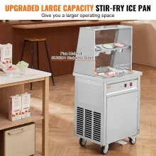 VEVOR Fried Ice Cream Roll Machine, 13.8" x 13.8" Square Stir-Fried Ice Cream Pan, Stainless Steel Commercial Rolled Ice Cream Maker with Compressor and 2 Scrapers, for Making Ice Cream, Frozen Yogurt