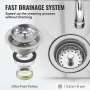 VEVOR Stainless Steel Prep & Utility Sink, 1 Compartment Free Standing Small Sink Include Faucet & legs, 18"x41" Commercial Single Bowl Sinks for Garage, Restaurant, Kitchen, Laundry