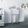 VEVOR Stainless Steel Prep & Utility Sink, 1 Compartment Free Standing Small Sink Include Faucet & legs, 45.7 x 104.1 cm Commercial Single Bowl Sinks for Garage, Restaurant, Kitchen, Laundry, NSF Certified
