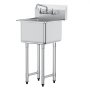 VEVOR Stainless Steel Prep & Utility Sink, 1 Compartment Free Standing Small Sink Include Faucet & legs, 45.7 x 104.1 cm Commercial Single Bowl Sinks for Garage, Restaurant, Kitchen, Laundry, NSF Certified