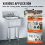 VEVOR Stainless Steel Prep & Utility Sink, 1 Compartment Free Standing Small Sink Include Faucet & legs, 533.4 x 1041 mm Commercial Single Bowl Sinks for Garage, Restaurant, Kitchen, Laundry