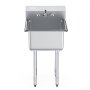 VEVOR Stainless Steel Prep & Utility Sink, 1 Compartment Free Standing Small Sink Include Faucet & legs, 533.4 x 1041 mm Commercial Single Bowl Sinks for Garage, Restaurant, Kitchen, Laundry