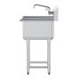 VEVOR Stainless Steel Prep & Utility Sink, 1 Compartment Free Standing Small Sink Include Faucet & legs, 533.4 x 1041 mm Commercial Single Bowl Sinks for Garage, Restaurant, Kitchen, Laundry
