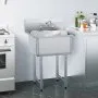 VEVOR Stainless Steel Prep & Utility Sink, 1 Compartment Free Standing Small Sink Include Faucet & legs, 27"x41" Commercial Single Bowl Sinks for Garage, Restaurant, Kitchen, Laundry