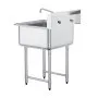VEVOR Stainless Steel Prep & Utility Sink, 1 Compartment Free Standing Small Sink Include Faucet & legs, 27"x41" Commercial Single Bowl Sinks for Garage, Restaurant, Kitchen, Laundry