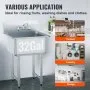 VEVOR Stainless Steel Prep & Utility Sink, 1 Compartment Free Standing Small Sink Include Faucet & legs, 27"x41" Commercial Single Bowl Sinks for Garage, Restaurant, Kitchen, Laundry