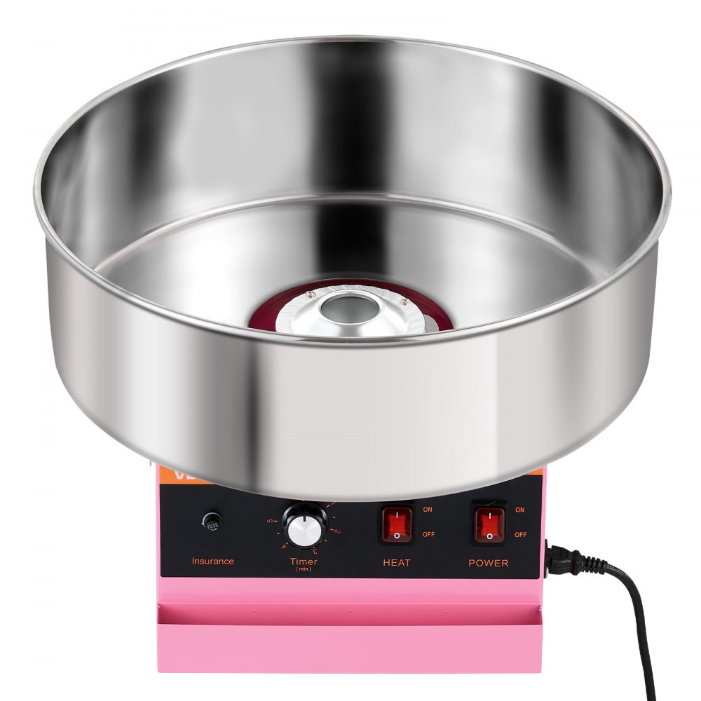VEVOR Cotton Candy Machine Commercial 1000W Electric Candy Floss Maker Pink, Ideal for Home, Carnival, Birthday, Family Party, Easy Use with 20.5 in Stainless Steel Bowl, Storage Tray and Sugar Scoop