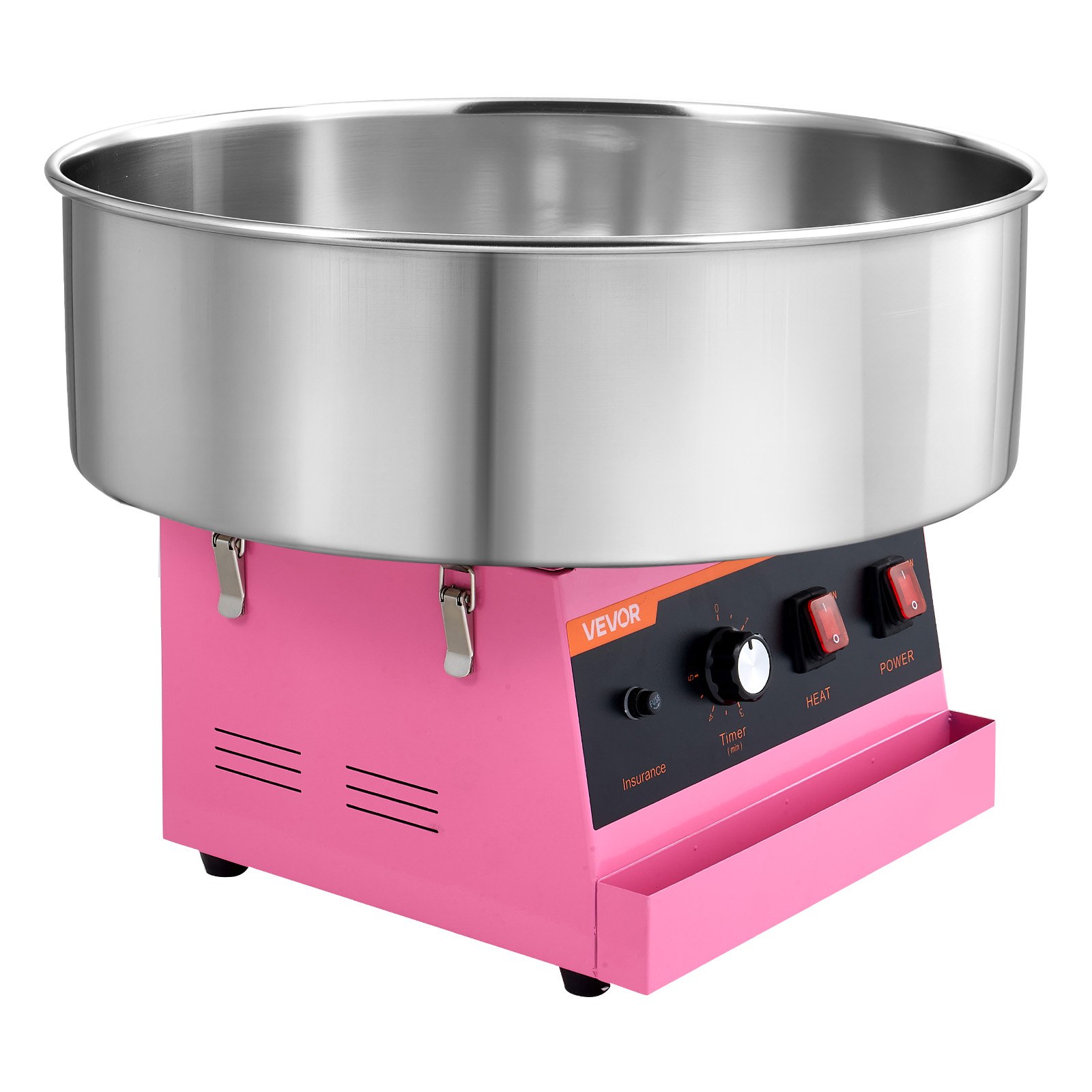 VEVOR Cotton Candy Machine Commercial 1000W Electric Candy Floss Maker Pink, Ideal for Home, Carnival, Birthday, Family Party, Easy Use with 20.5 in Stainless Steel Bowl, Storage Tray and Sugar Scoop