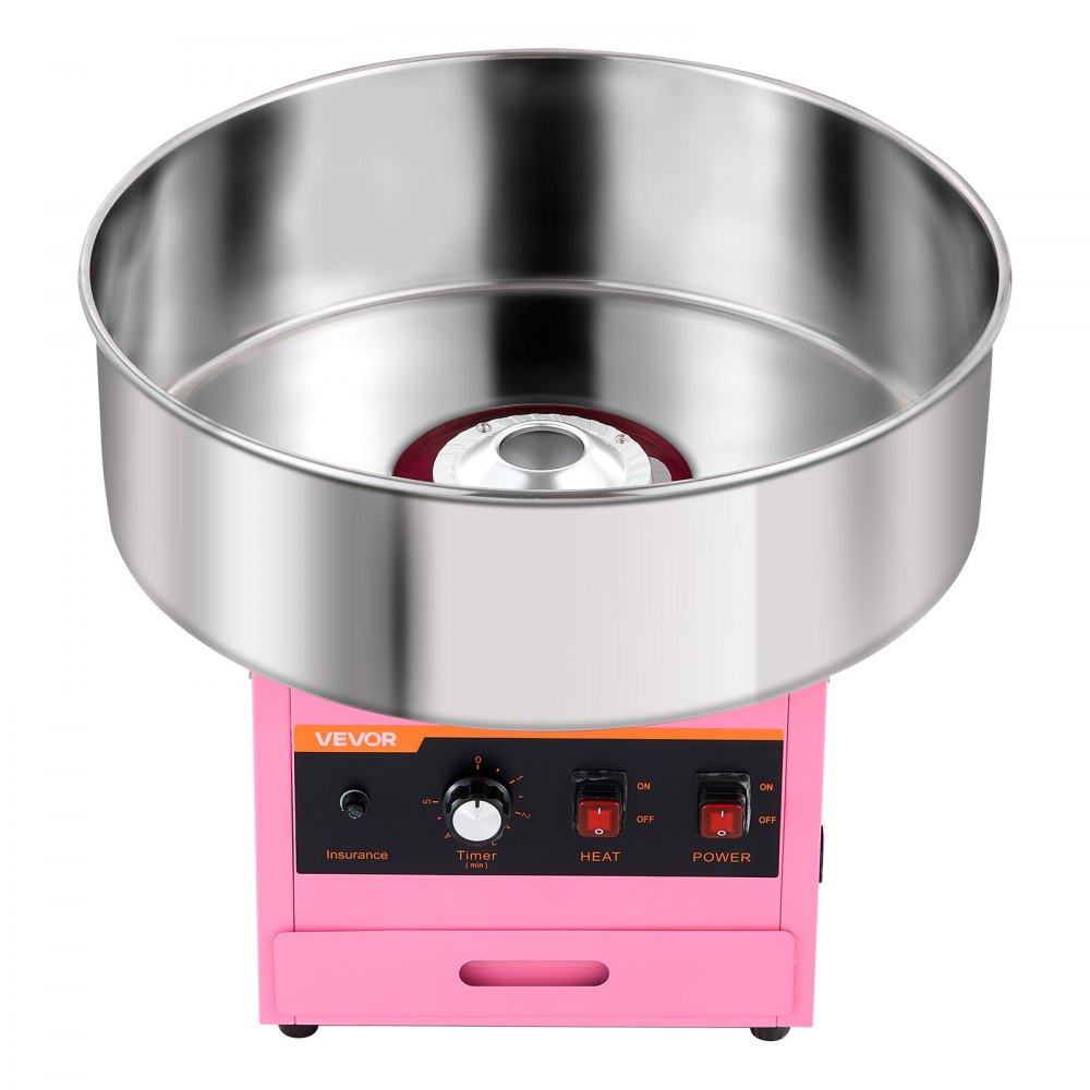 VEVOR Cotton Candy Machine Commercial 1000W Electric Candy Floss Maker Pink, Ideal for Home, Carnival, Birthday, Family Party, Easy Use with 20.5 in Stainless Steel Bowl, Storage Drawer, Sugar Scoop
