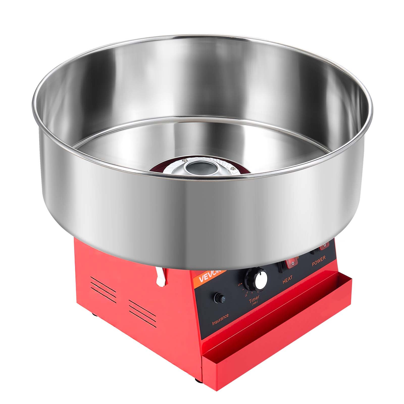 VEVOR Cotton Candy Machine Commercial 1000W Electric Candy Floss Maker Red, Ideal for Home, Carnival, Birthday, Family Party, Easy Use with 20.5 in Stainless Steel Bowl, Storage Tray and Sugar Scoop