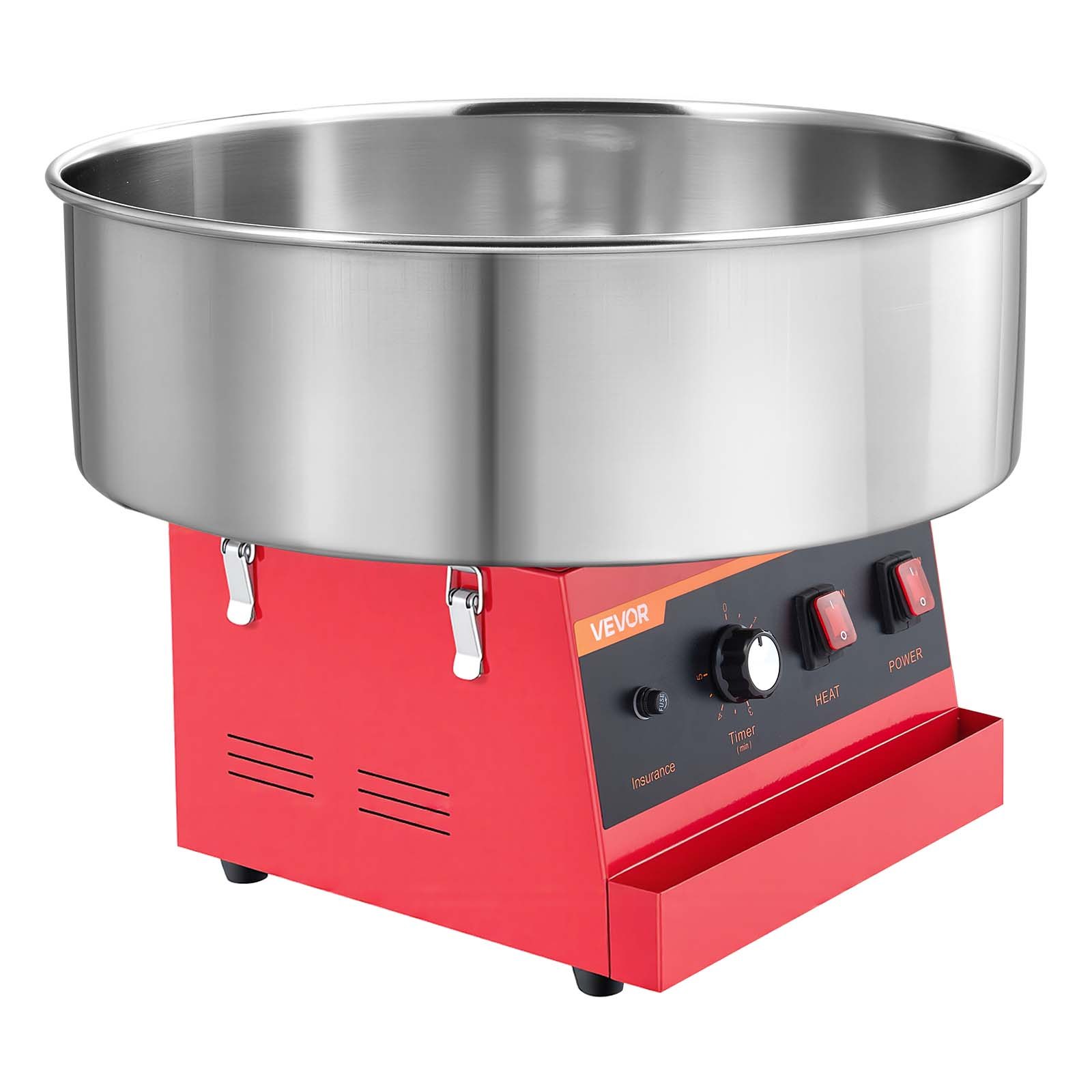 VEVOR Cotton Candy Machine Commercial 1000W Electric Candy Floss Maker Red, Ideal for Home, Carnival, Birthday, Family Party, Easy Use with 20.5 in Stainless Steel Bowl, Storage Tray and Sugar Scoop