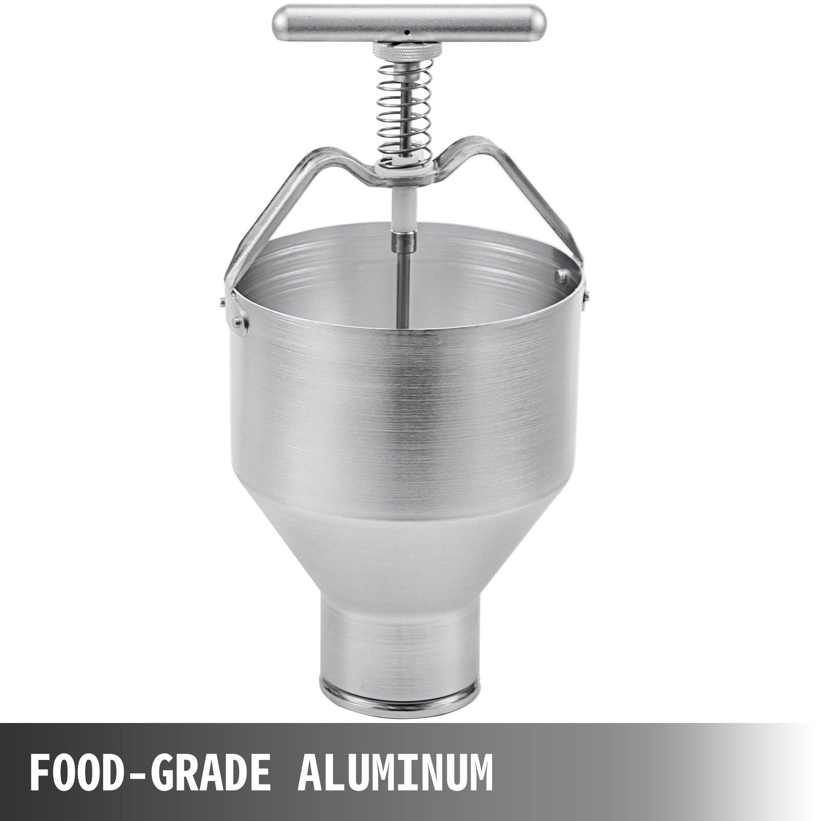 VEVOR donut depositor, food-grade aluminum, with spring mechanism and handle.