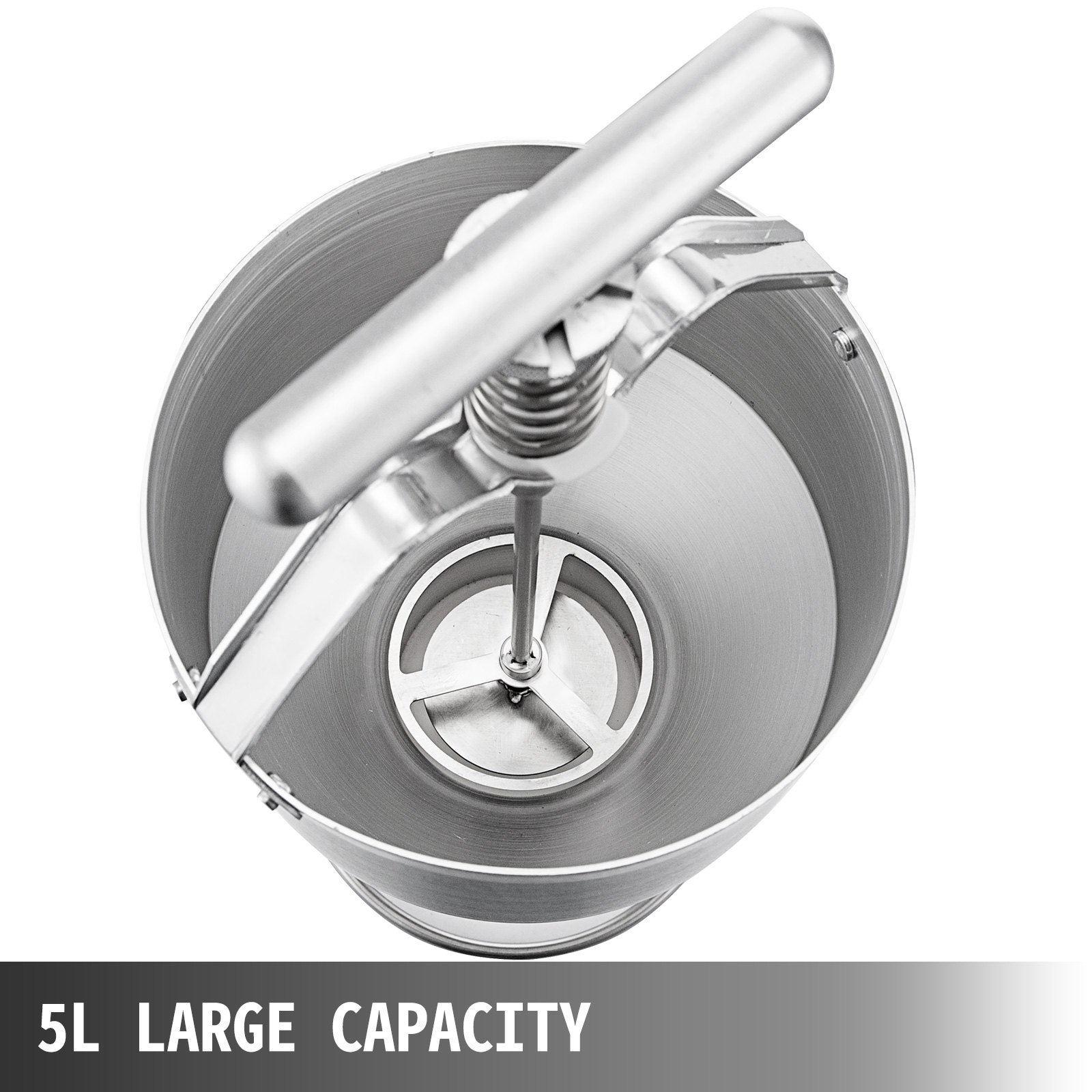 top view of a stainless steel VEVOR donut depositor with 5l large capacity.