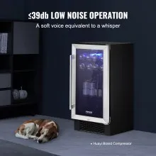 VEVOR Wine Cooler, 96 Cans Capacity Under Counter Built-in or Freestanding Wine Refrigerator, Beverage Cooler with Blue LED Light, Single Door, Child Lock for Drink Beer Soda Wine Water, ETL Listed