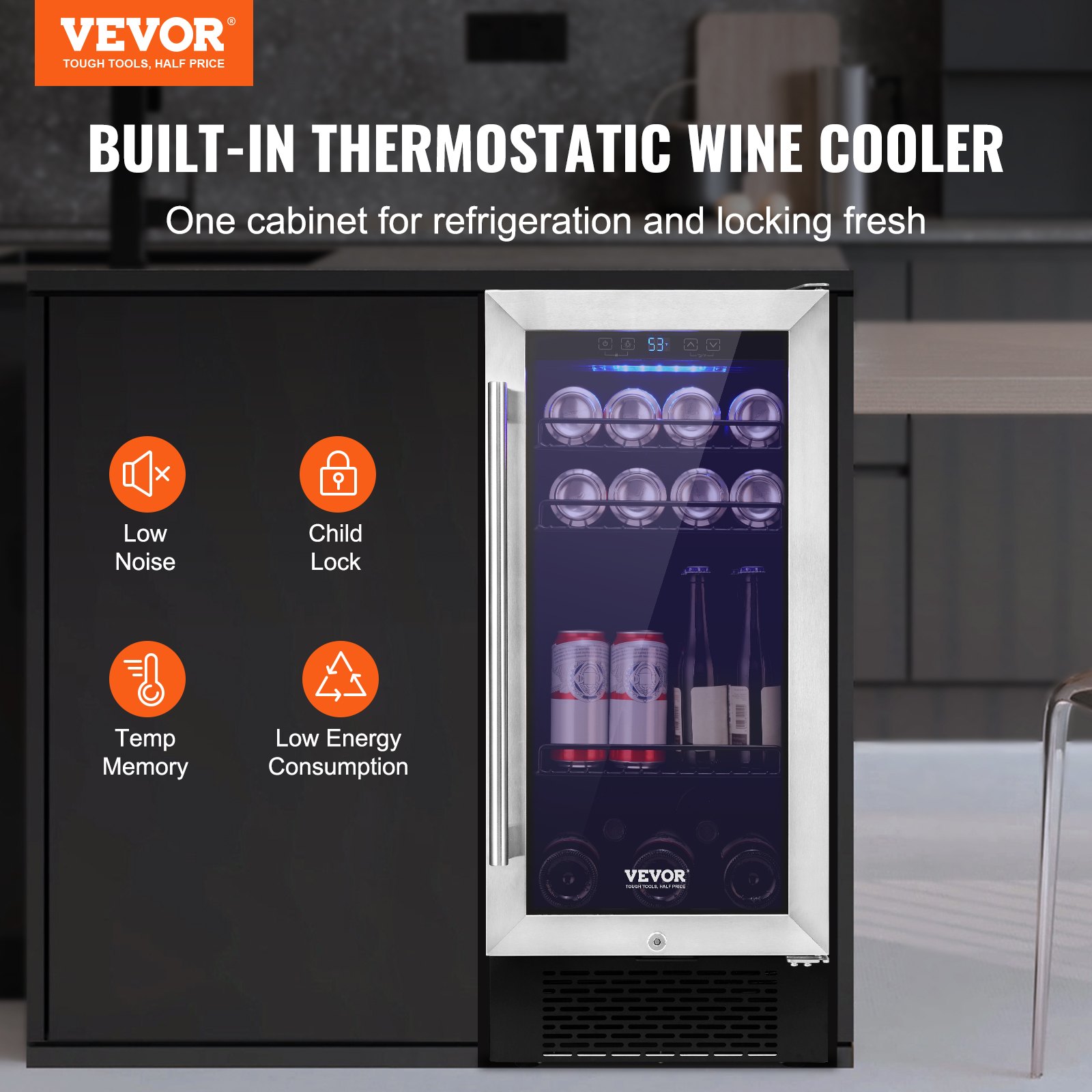 Wine Cooler, 96 Cans Capacity Under Counter Built-in or Freestanding Wine Refrigerator, Beverage Cooler with Blue LED Light, Single Door, Child Lock for Drink Beer Soda Wine Water, ETL Listed Wine Cooler, 96 Cans Capacity Under Counter Built-in or Freestanding Wine Refrigerator, Beverage Cooler with Blue LED Light, Single Door, Child Lock for Drink Beer Soda Wine Water, ETL Listed