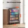 VEVOR 24 inch Wine Fridge 180 Can Beverage Cooler Refrigerator for Home Bar, Under Counter Built-in or Freestanding Compressor Refrigerator, with Lock, 38℉-50℉ Temp Control, Glass Door, LED lighting