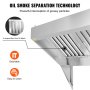 VEVOR Commercial Exhaust Hood, 4FT Food Truck Hood Exhaust, 201 Stainless Steel Concession Trailer Hood with 2 Detachable U-shaped Grid Oil Filter Mesh, Rust Resistant Vent Hood for Kitchen Restaurant