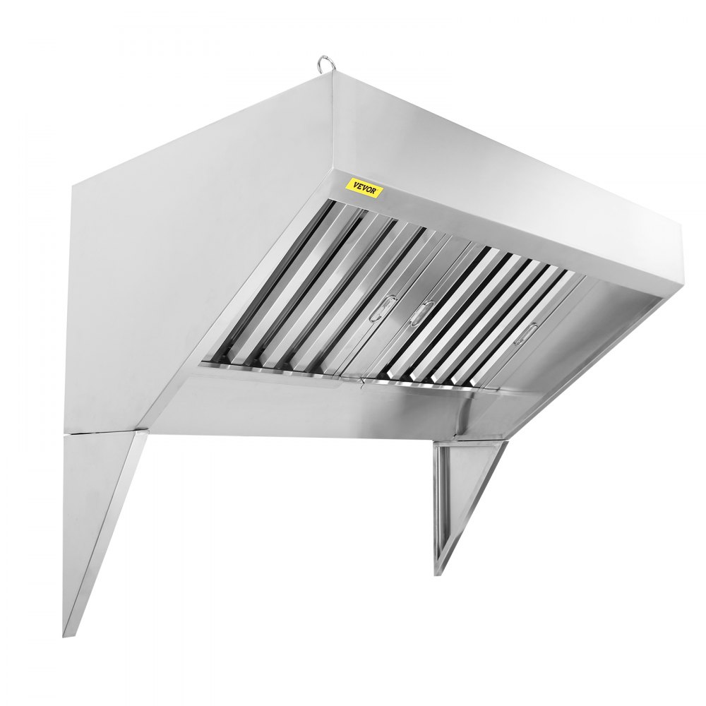 VEVOR Commercial Exhaust Hood, 1.5 m Food Truck Hood Exhaust, 201 Stainless Steel Concession Trailer Hood with 2 Detachable U-shaped Grid Oil Filter Mesh, Rust Resistant Vent Hood for Kitchen Restaurant