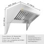 VEVOR Commercial Exhaust Hood, 1.5 m Food Truck Hood Exhaust, 201 Stainless Steel Concession Trailer Hood with 2 Detachable U-shaped Grid Oil Filter Mesh, Rust Resistant Vent Hood for Kitchen Restaurant