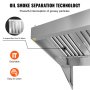 VEVOR Commercial Exhaust Hood, 5FT Food Truck Hood Exhaust, 201 Stainless Steel Concession Trailer Hood with 2 Detachable U-shaped Grid Oil Filter Mesh, Rust Resistant Vent Hood for Kitchen Restaurant