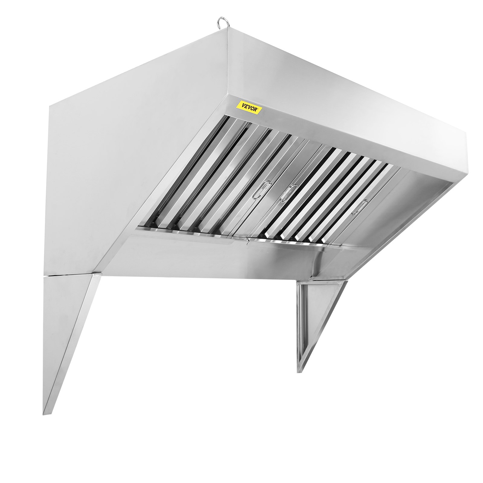 VEVOR Commercial Exhaust Hood, 1.5 m Food Truck Hood Exhaust, 201 Stainless Steel Concession Trailer Hood with 2 Detachable U-shaped Grid Oil Filter Mesh, Rust Resistant Vent Hood for Kitchen Restaurant