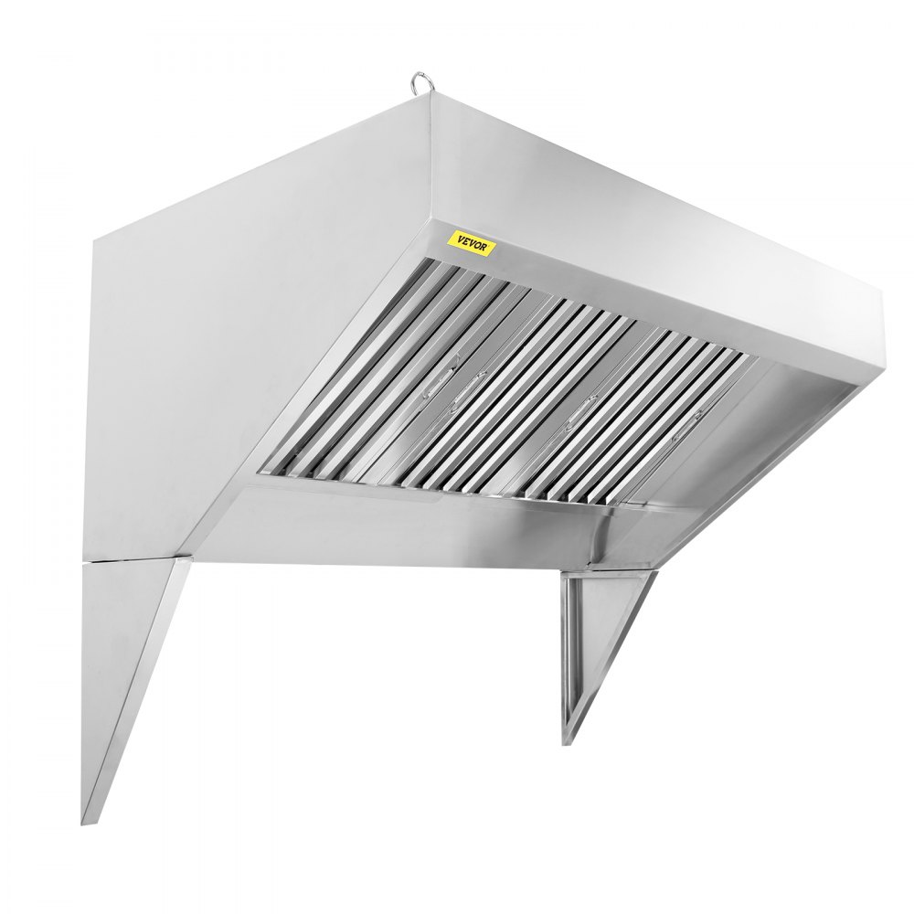 VEVOR Commercial Exhaust Hood, 6FT Food Truck Hood Exhaust, 201 Stainless Steel Concession Trailer Hood with 3 Detachable U-shaped Grid Oil Filter Mesh, Rust Resistant Vent Hood for Kitchen Restaurant