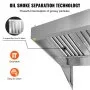 VEVOR Commercial Exhaust Hood, 8FT Food Truck Hood Exhaust, 201 Stainless Steel Concession Trailer Hood with 4 Detachable U-shaped Grid Oil Filter Mesh, Rust Resistant Vent Hood for Kitchen Restaurant