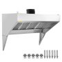 VEVOR Commercial Exhaust Hood, 8FT Food Truck Hood Exhaust, 201 Stainless Steel Concession Trailer Hood with 4 Detachable U-shaped Grid Oil Filter Mesh, Rust Resistant Vent Hood for Kitchen Restaurant