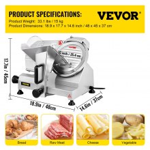 VEVOR Semi-Auto Electric Meat Slicer 10'' Food Slicer Electric Meat Slicer Adjust the Thick of Slicers between 0-0.47 inch/0-12 mm