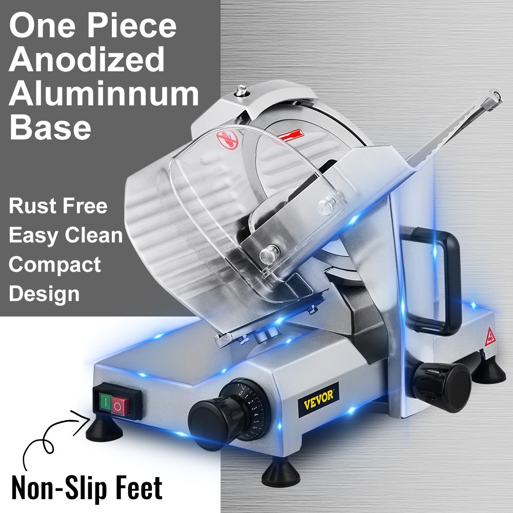 VEVOR Semi-Auto Electric Meat Slicer 10'' Food Slicer Electric Meat Slicer Adjust the Thick of Slicers between 0-0.47 inch/0-12 mm