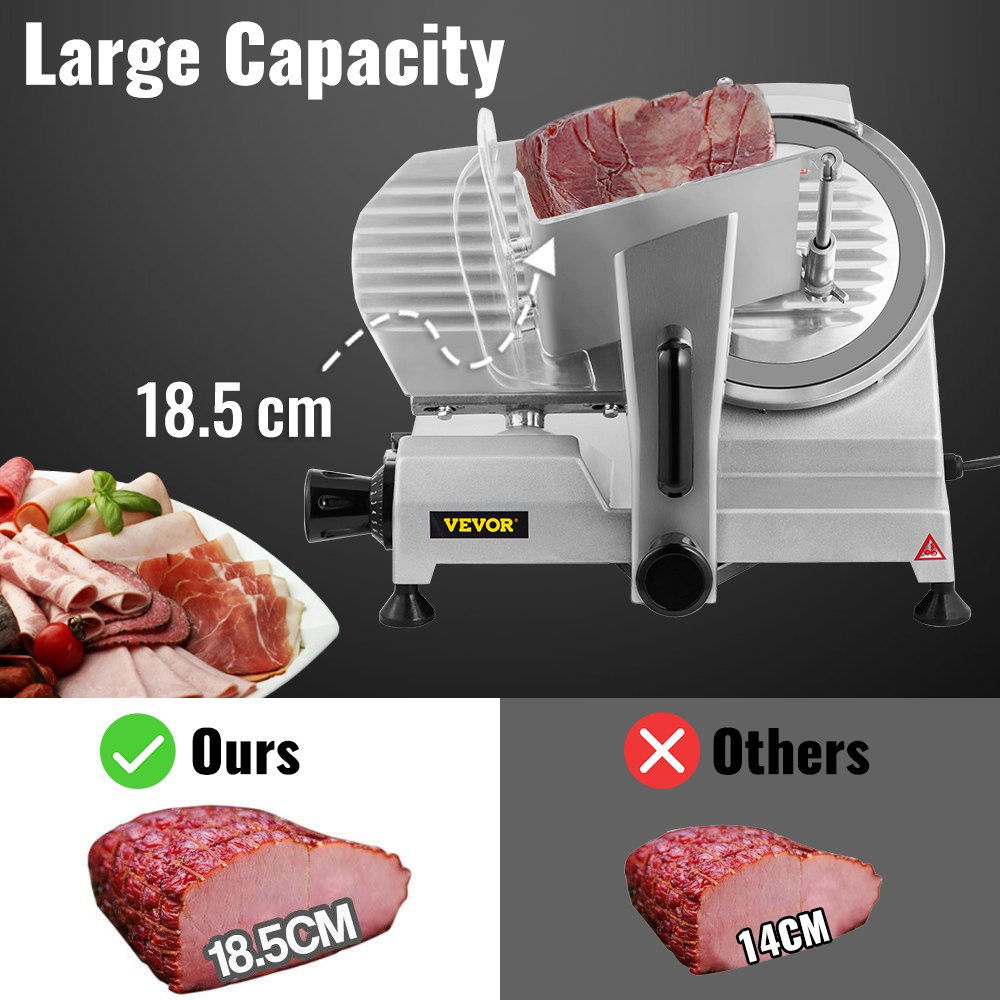 VEVOR Semi-Auto Electric Meat Slicer 10'' Food Slicer Electric Meat Slicer Adjust the Thick of Slicers between 0-0.47 inch/0-12 mm