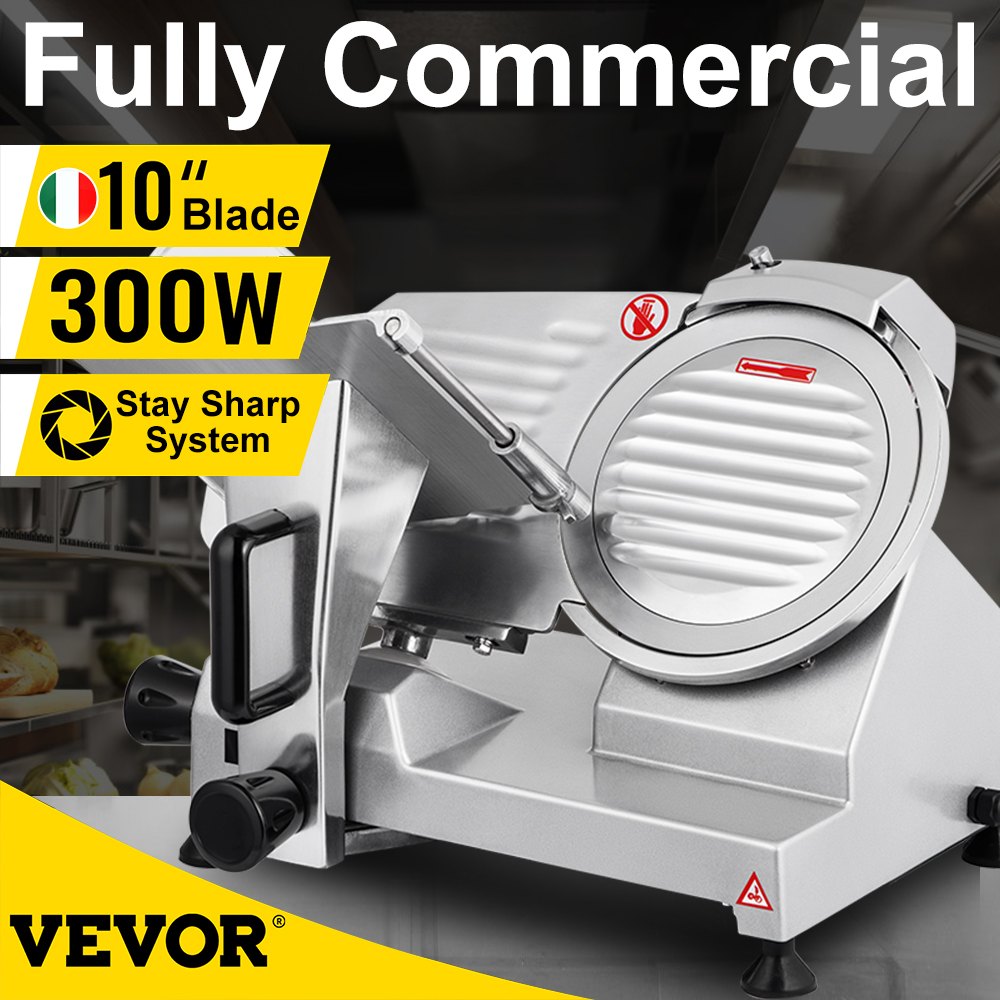 VEVOR Semi-Auto Electric Meat Slicer 10'' Food Slicer Electric Meat Slicer Adjust the Thick of Slicers between 0-0.47 inch/0-12 mm
