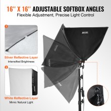 VEVOR Softbox Lighting Kit 16 in x 16 in 3000-6500K Adjustable for Shooting