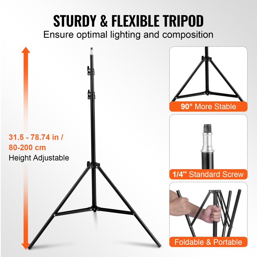 VEVOR Softbox Lighting Kit 50x70 cm / 20x28 in 30W 5500K LED Bulbs Adjustable Stand