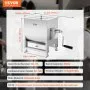 VEVOR Manual Meat Mixer, 60L Fixed Tank Meat Processing Equipment(Mixing Max 60LBS for Meat), Stainless Steel Meat Mixer, Sausage Mixer Machine with Lid Handle Gear Reducer, Ground Beef Hand Mixer
