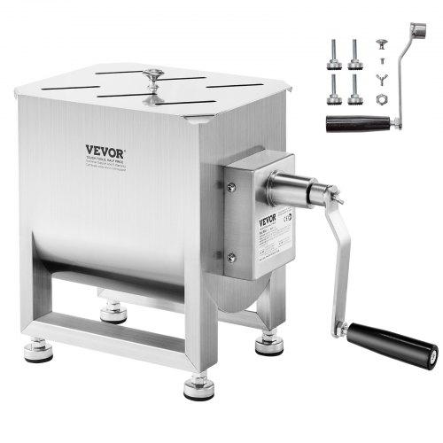Manual Meat Mixer 15L Tank Mixing Max 15LB for Meat Sausage Mixer Machine Silver