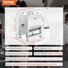 Manual Meat Mixer  Tank Mixing Max 15LB for Meat Sausage Mixer Machine Silver