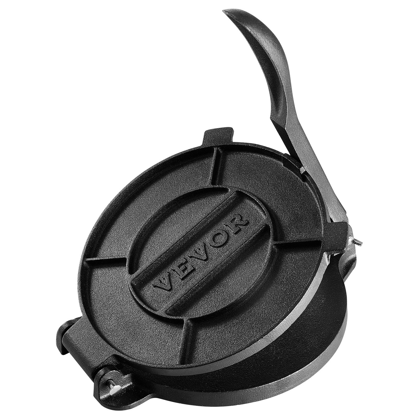 VEVOR tortilla press in black cast iron with a lever handle, perfect for making homemade tortillas.