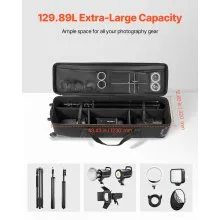 Studio Equipment Trolley Case 51.57 x 14.37 x 14.96 in Rolling Camera Carry Bag