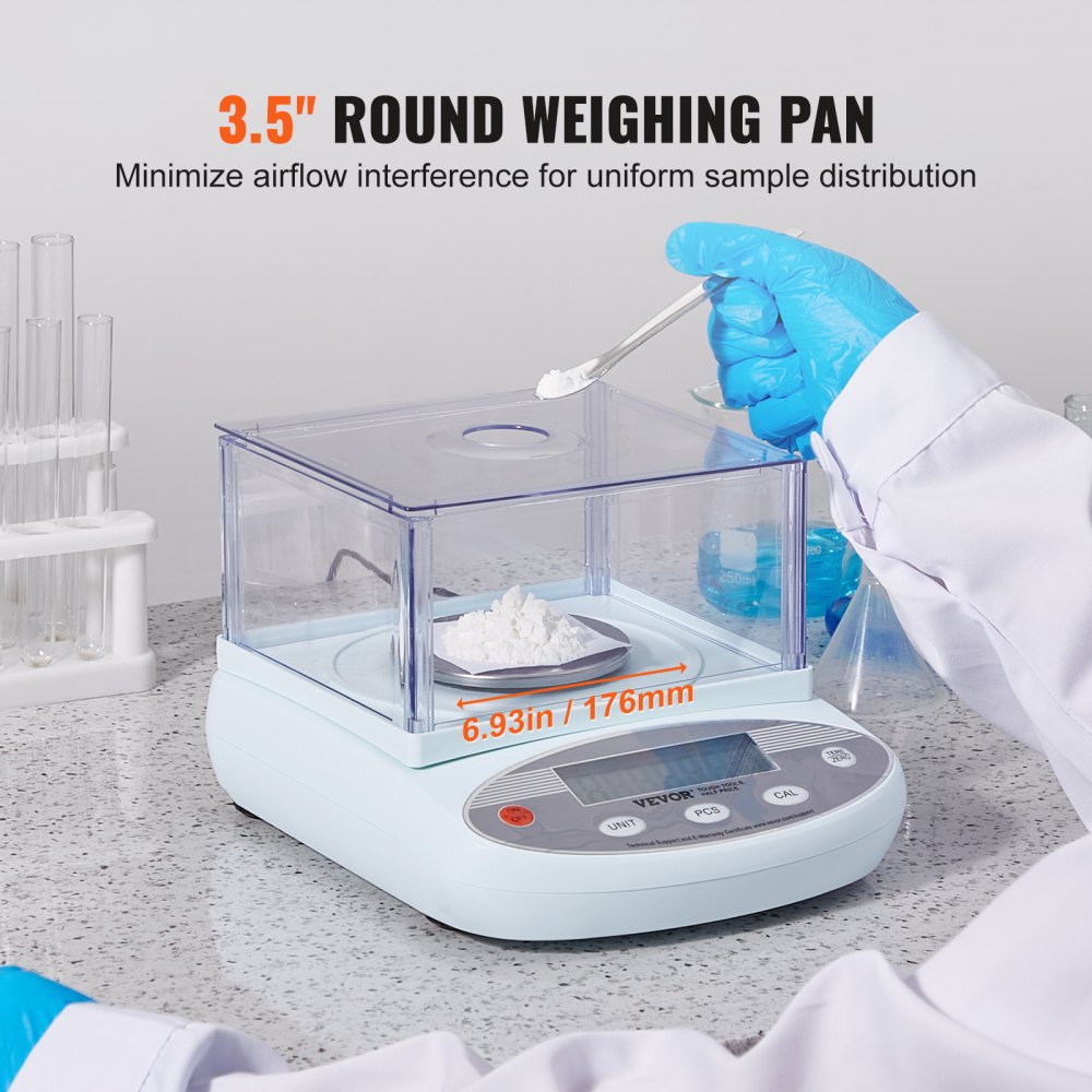 VEVOR Analytical Balance, 500 gram x 0.001g Accuracy High Precision Lab Scale, 13 Units Conversion Electronic Scientific Laboratory Scale with Windshield, LCD Display Digital Jewelry Weighing Scale
