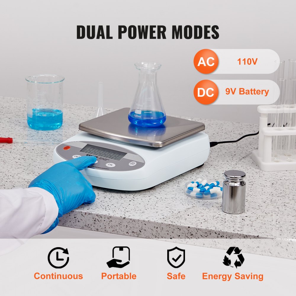 VEVOR Analytical Balance, 2000g x 0.01g Accuracy High Precision Lab Scale, 13 Units Conversion Electronic Scientific Laboratory Scale, LCD Display Digital Jewelry Weighing Scale for Lab, Jewelry