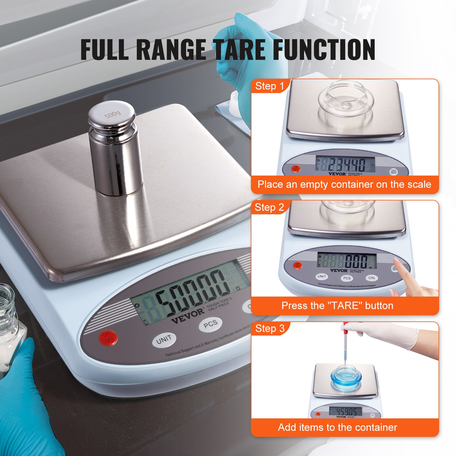 VEVOR Analytical Balance, 2000g x 0.01g Accuracy High Precision Lab Scale, 13 Units Conversion Electronic Scientific Laboratory Scale, LCD Display Digital Jewelry Weighing Scale for Lab, Jewelry
