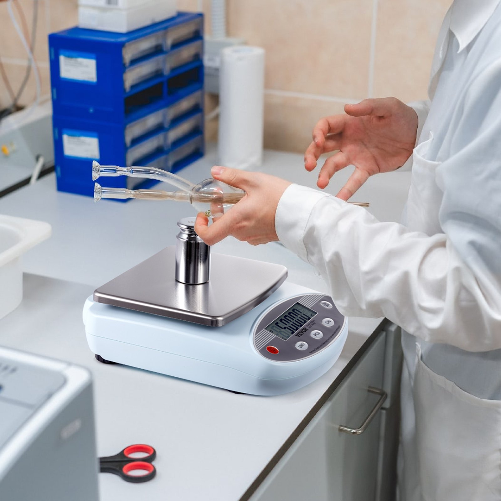 VEVOR Analytical Balance, 2000g x 0.01g Accuracy High Precision Lab Scale, 13 Units Conversion Electronic Scientific Laboratory Scale, LCD Display Digital Jewelry Weighing Scale for Lab, Jewelry