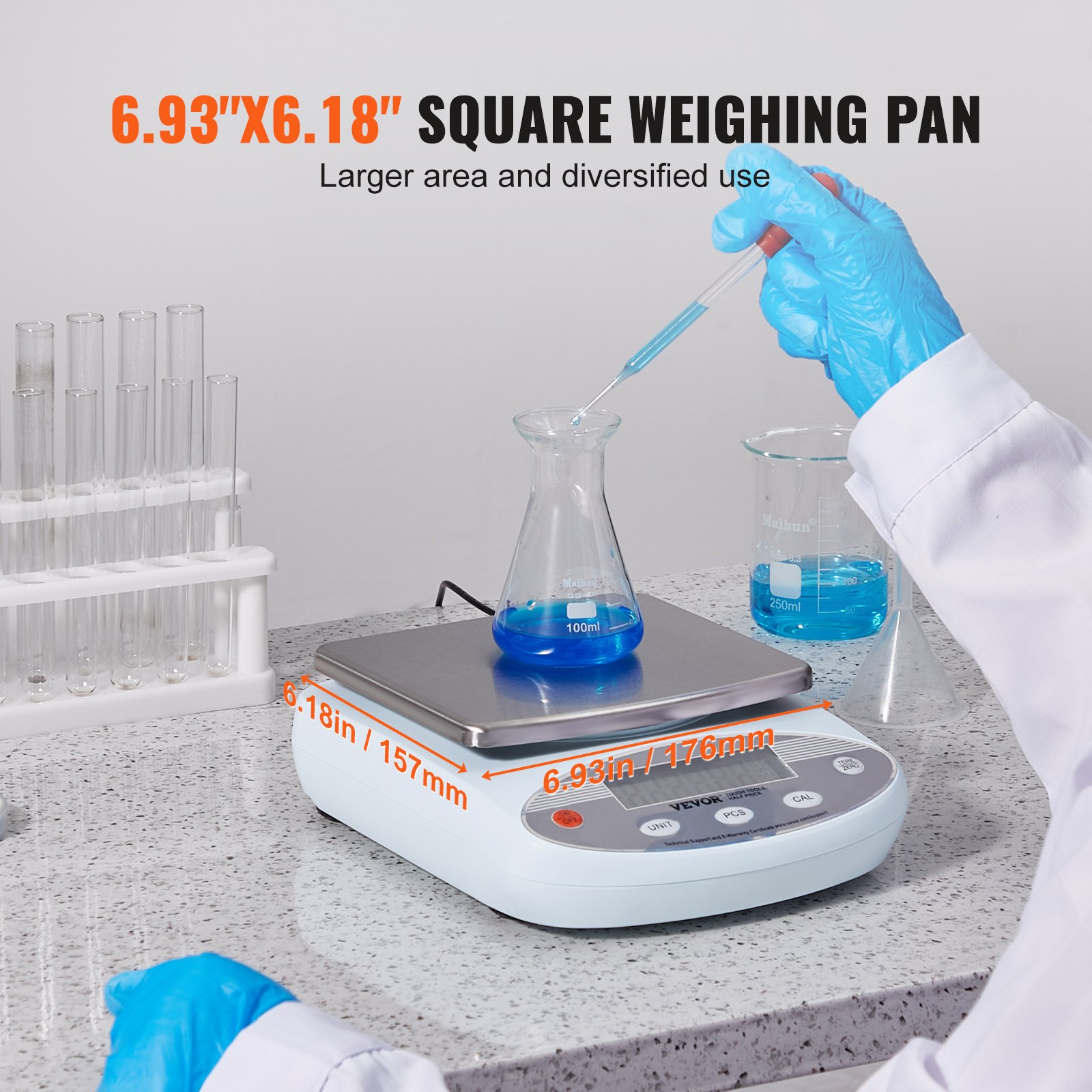 VEVOR Analytical Balance, 3000g x 0.01g Accuracy High Precision Lab Scale, 13 Units Conversion Electronic Scientific Laboratory Scale, LCD Display Digital Jewelry Weighing Scale for Lab, Jewelry