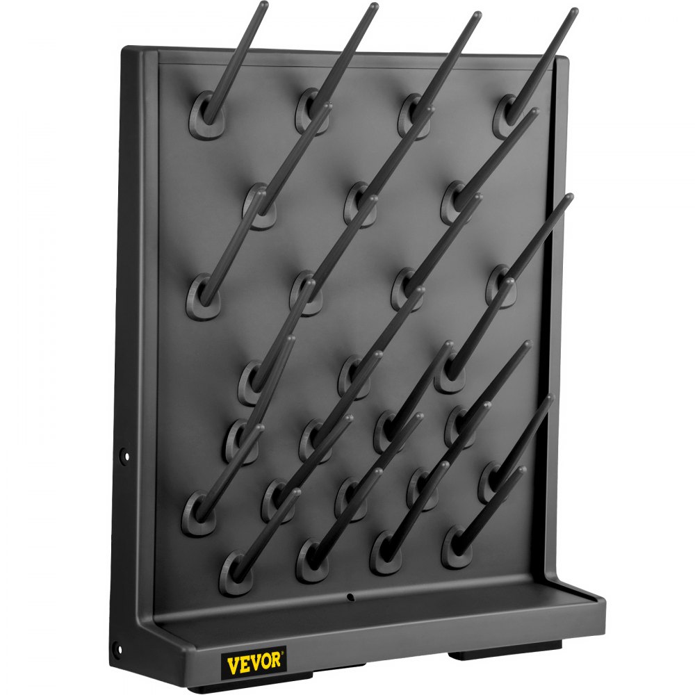 VEVOR Drying Rack for Lab Glassware Rack PP Material Glassware Drying Rack Wall-Mount/Free-Standing Detachable Pegs Lab Glass Drying Rack Black Cleaning Frame for School Laboratory Utensil (27 Pegs)